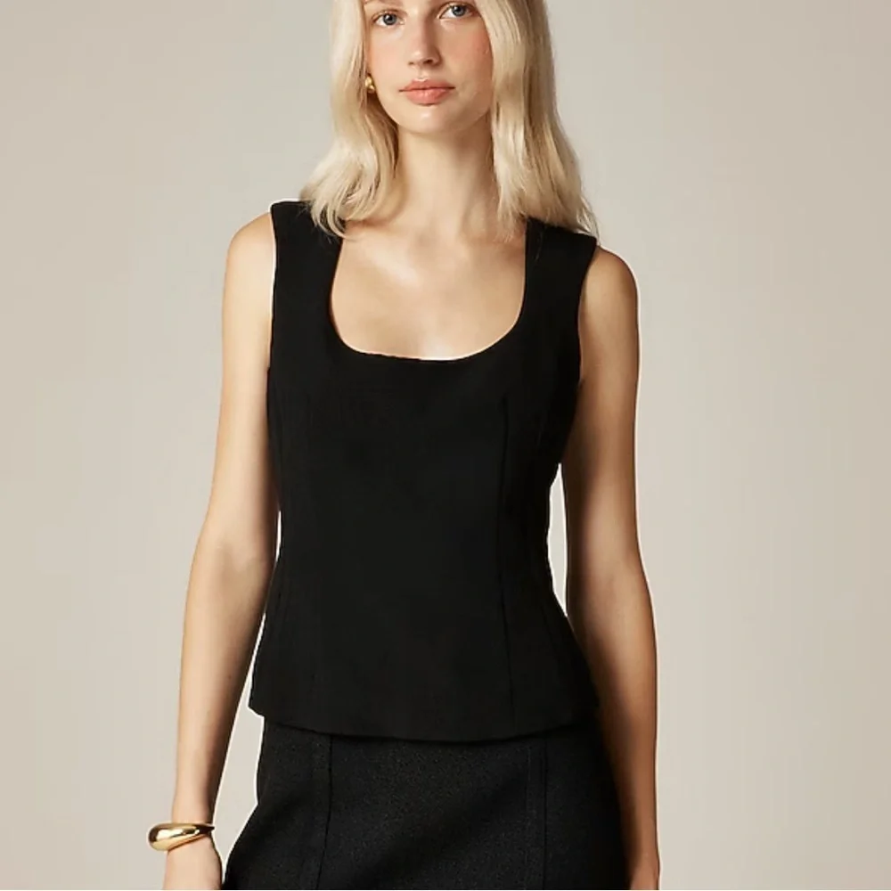 J crew Wide scoopneck tank top in city crepe